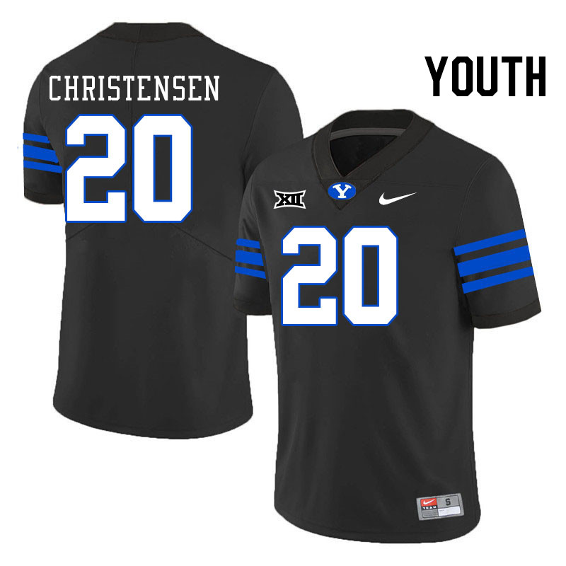 Youth #20 Dane Christensen BYU Cougars College Football Jerseys Stitched Sale-Black